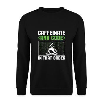 Café Codage Programmeur Codeur Développeur Nerd Coff - Sweat-shirt Unisexe - noir - Devant - Alina (178cm) & Michal (187cm)