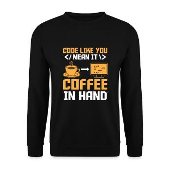 Coffee Coding Programmer Coder Developer Nerd Coff - Unisex Sweatshirt - black - Front - Alina (178cm) & Michal (187cm)
