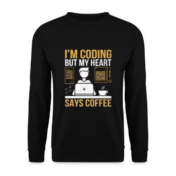 Café Codage Programmeur Codeur Développeur Nerd Coff - Sweat-shirt Unisexe - noir - Devant - Alina (178cm) & Michal (187cm)