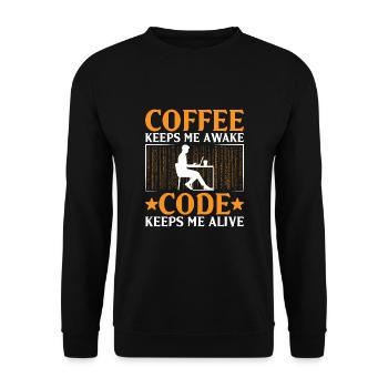 Café Codage Programmeur Codeur Développeur Nerd Coff - Sweat-shirt Unisexe - noir - Devant - Alina (178cm) & Michal (187cm)