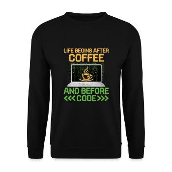Café Codage Programmeur Codeur Développeur Nerd Coff - Sweat-shirt Unisexe - noir - Devant - Alina (178cm) & Michal (187cm)