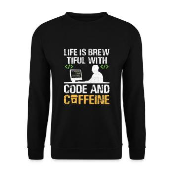 Café Codage Programmeur Codeur Développeur Nerd Coff - Sweat-shirt Unisexe - noir - Devant - Alina (178cm) & Michal (187cm)