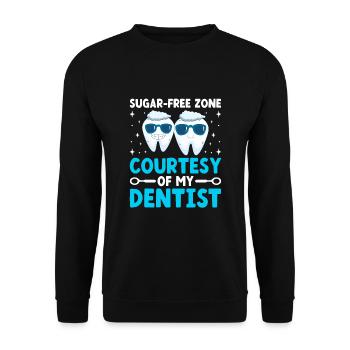 Sugar Free Zone Courtesy Of My Dentist Dental Dent - Unisex Sweatshirt - black - Front - Alina (178cm) & Michal (187cm)