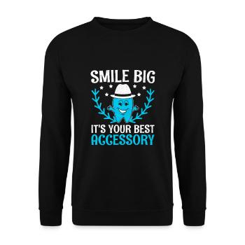 Lächeln Sie groß, es ist Ihr bestes Zubehör Zahnarzt Zahnarzt - Unisex Pullover - Schwarz - Vorne - Alina (178cm) & Michal (187cm)