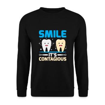 Smile It's Contagious Dentist Dental Dentistry Den - Unisex Sweatshirt - black - Front - Alina (178cm) & Michal (187cm)