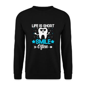 La vie est courte sourire souvent dentiste dentiste dentisterie dentaire - Sweat-shirt Unisexe - noir - Devant - Alina (178cm) & Michal (187cm)