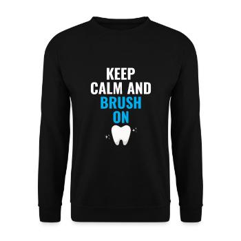 Gardez Calme Et Brossez-Vous Dentiste Dentisterie Dentaire De - Sweat-shirt Unisexe - noir - Devant - Alina (178cm) & Michal (187cm)