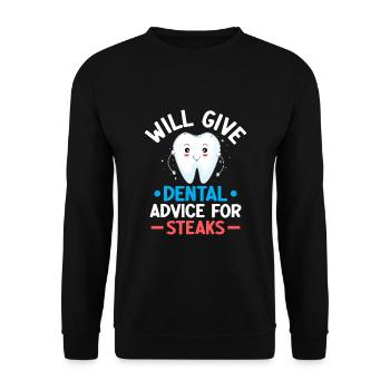 Wird zahnärztliche Ratschläge für Steaks geben Zahnarzt Dental - Unisex Pullover - Schwarz - Vorne - Alina (178cm) & Michal (187cm)