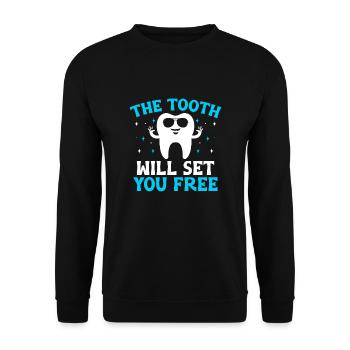 Der Zahn wird Sie befreien Zahnarzt Zahnarzt - Unisex Pullover - Schwarz - Vorne - Alina (178cm) & Michal (187cm)