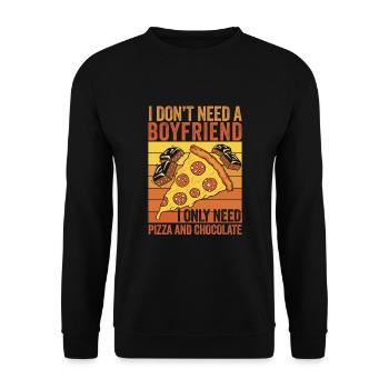 Pizza et chocolat : mes vrais amours - Sweat-shirt Unisexe - noir - Devant - Alina (178cm) & Michal (187cm)