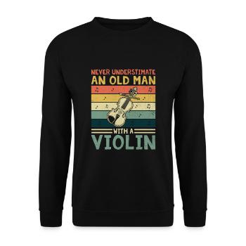 Ne sous-estimez jamais un vieil homme avec un violon Violi - Sweat-shirt Unisexe - noir - Devant - Alina (178cm) & Michal (187cm)