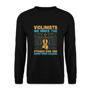 Geiger, wir bringen die Saiten zum Singen und manchmal - Unisex Pullover - Schwarz - Vorne - Alina (178cm) & Michal (187cm)