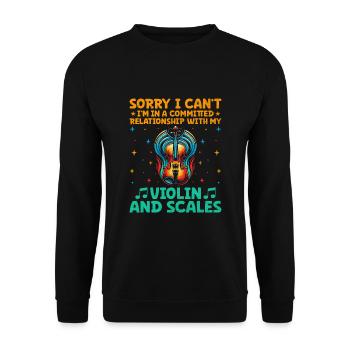 Tut mir leid, dass ich nicht kann, ich bin in einer festen Beziehung mit - Unisex Pullover - Schwarz - Vorne - Alina (178cm) & Michal (187cm)