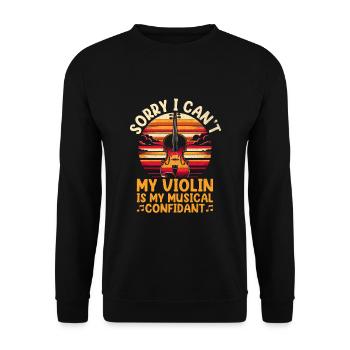 Tut mir leid, dass ich es nicht kann Meine Geige ist mein musikalischer Vertrauter - Unisex Pullover - Schwarz - Vorne - Alina (178cm) & Michal (187cm)