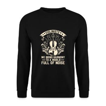 Geiger Wir bringen Harmonie in eine Welt voller Noi - Unisex Pullover - Schwarz - Vorne - Alina (178cm) & Michal (187cm)