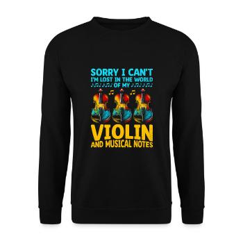 Sorry I Can't I'm Lost In The World Of My Violin V - Unisex Pullover - Schwarz - Vorne - Alina (178cm) & Michal (187cm)