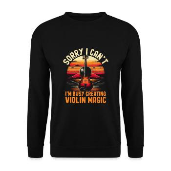 Tut mir leid, dass ich nicht kann, ich bin damit beschäftigt, Violin Magic Violi zu kreieren - Unisex Pullover - Schwarz - Vorne - Alina (178cm) & Michal (187cm)