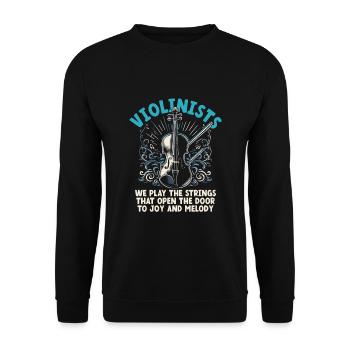 Violonistes Nous jouons Les cordes qui ouvrent la porte - Sweat-shirt Unisexe - noir - Devant - Alina (178cm) & Michal (187cm)