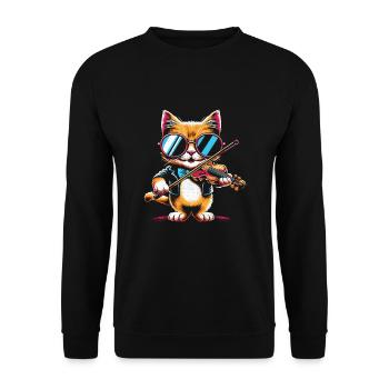 Chat Jouant Du Violon Instrument Violoniste Violon Vi - Sweat-shirt Unisexe - noir - Devant - Alina (178cm) & Michal (187cm)