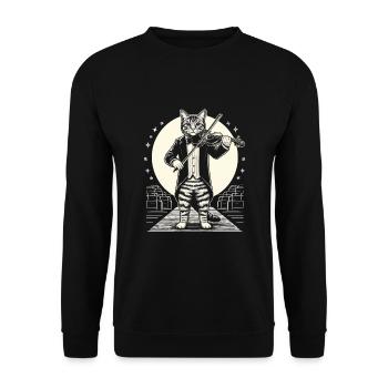 Chat Jouant Du Violon Instrument Violoniste Violon Vi - Sweat-shirt Unisexe - noir - Devant - Alina (178cm) & Michal (187cm)