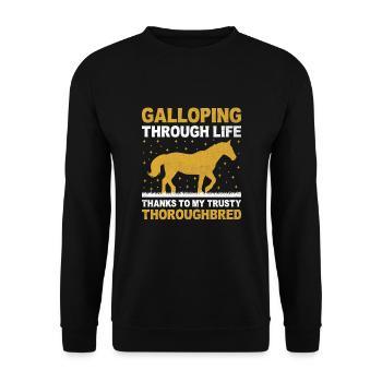Courses de chevaux pur-sang Équitation Chevaux équestres - Sweat-shirt Unisexe - noir - Devant - Alina (178cm) & Michal (187cm)
