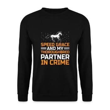 Thoroughbred Horse Racing Riding Equestian Horses - Unisex Sweatshirt - black - Front - Alina (178cm) & Michal (187cm)