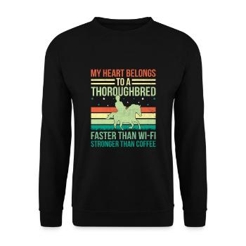 Thoroughbred Horse Racing Riding Equestian Horses - Unisex Sweatshirt - black - Front - Alina (178cm) & Michal (187cm)
