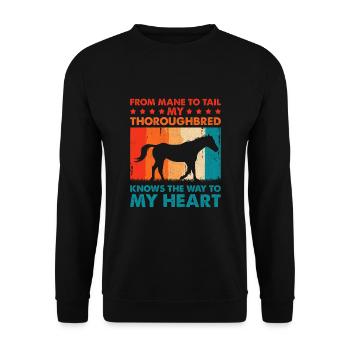 Courses de chevaux pur-sang Équitation Chevaux équestres - Sweat-shirt Unisexe - noir - Devant - Alina (178cm) & Michal (187cm)
