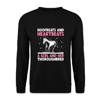 Thoroughbred Horse Racing Riding Equestian Horses - Unisex Sweatshirt - black - Front - Alina (178cm) & Michal (187cm)