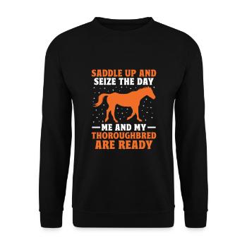 Thoroughbred Horse Racing Riding Equestian Horses - Unisex Sweatshirt - black - Front - Alina (178cm) & Michal (187cm)