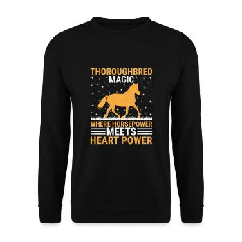 Thoroughbred Horse Racing Riding Equestian Horses - Unisex Sweatshirt - black - Front - Alina (178cm) & Michal (187cm)