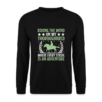 Thoroughbred Horse Racing Riding Equestian Horses - Unisex Sweatshirt - black - Front - Alina (178cm) & Michal (187cm)
