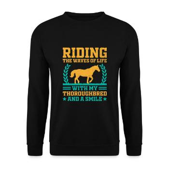 Thoroughbred Horse Racing Riding Equestian Horses - Unisex Sweatshirt - black - Front - Alina (178cm) & Michal (187cm)