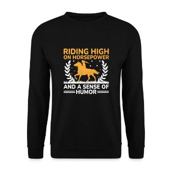 Thoroughbred Horse Racing Riding Equestian Horses - Unisex Sweatshirt - black - Front - Alina (178cm) & Michal (187cm)