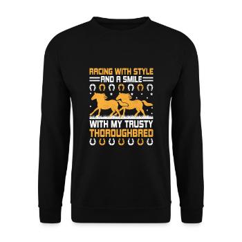 Thoroughbred Horse Racing Riding Equestian Horses - Unisex Sweatshirt - black - Front - Alina (178cm) & Michal (187cm)
