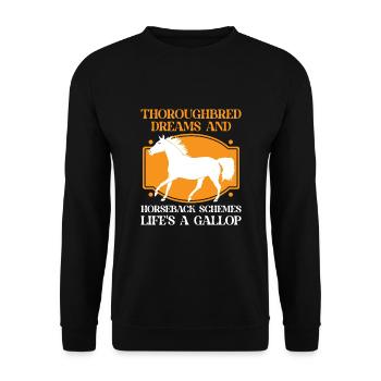Thoroughbred Horse Racing Riding Equestian Horses - Unisex Sweatshirt - black - Front - Alina (178cm) & Michal (187cm)