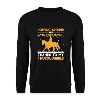 Thoroughbred Horse Racing Riding Equestian Horses - Unisex Sweatshirt - black - Front - Alina (178cm) & Michal (187cm)