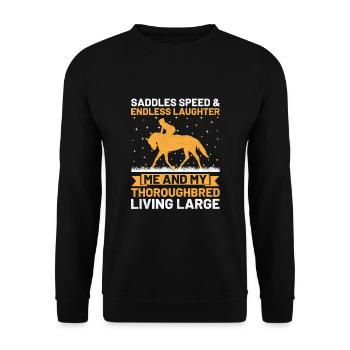Vollblut Pferderennen Reiten Reiterpferde - Unisex Pullover - Schwarz - Vorne - Alina (178cm) & Michal (187cm)