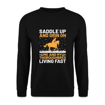 Thoroughbred Horse Racing Riding Equestian Horses - Unisex Sweatshirt - black - Front - Alina (178cm) & Michal (187cm)