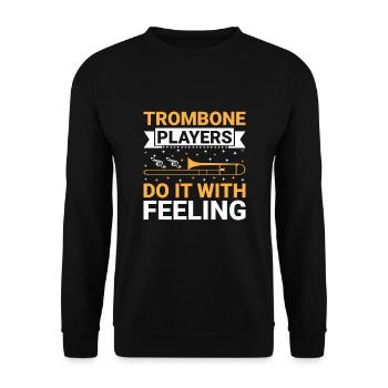 Posaunist Posaunist Marching Band Posaune - Unisex Pullover - Schwarz - Vorne - Alina (178cm) & Michal (187cm)