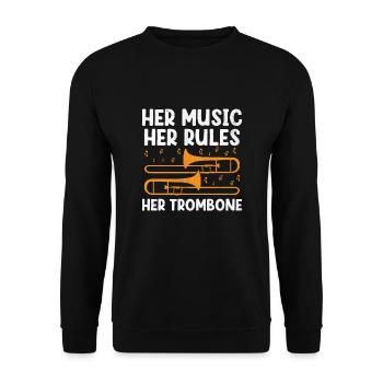 Posaunist Posaunist Marching Band Posaune - Unisex Pullover - Schwarz - Vorne - Alina (178cm) & Michal (187cm)
