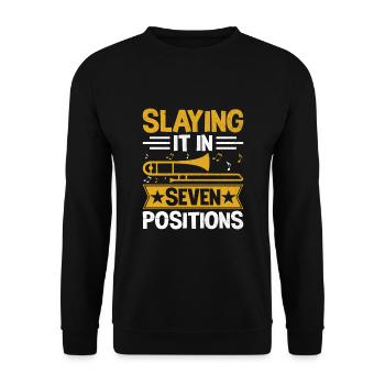 Posaunist Posaunist Marching Band Posaune - Unisex Pullover - Schwarz - Vorne - Alina (178cm) & Michal (187cm)