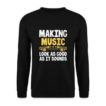 Posaunist Posaunist Marching Band Posaune - Unisex Pullover - Schwarz - Vorne - Alina (178cm) & Michal (187cm)