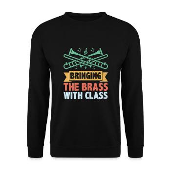 Posaunist Posaunist Marching Band Posaune - Unisex Pullover - Schwarz - Vorne - Alina (178cm) & Michal (187cm)