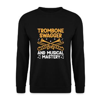 Posaunist Posaunist Marching Band Posaune - Unisex Pullover - Schwarz - Vorne - Alina (178cm) & Michal (187cm)