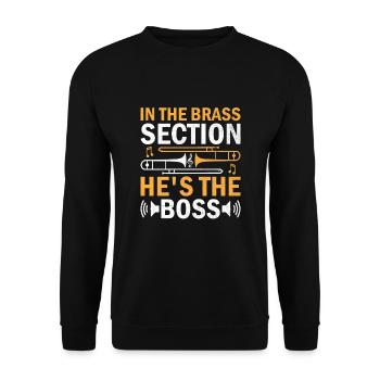 Posaunist Posaunist Marching Band Posaune - Unisex Pullover - Schwarz - Vorne - Alina (178cm) & Michal (187cm)