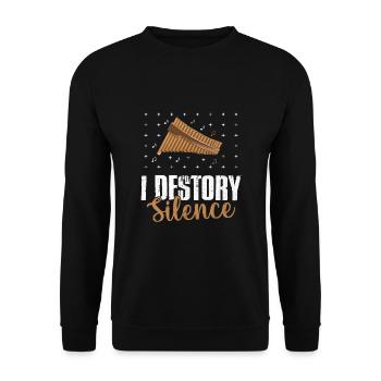 Pan Flute Player Pan Flutist Marching Band Music I - Unisex Sweatshirt - black - Front - Alina (178cm) & Michal (187cm)