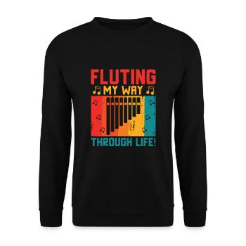 Pan Flute Player Pan Flutist Marching Band Music I - Unisex Sweatshirt - black - Front - Alina (178cm) & Michal (187cm)