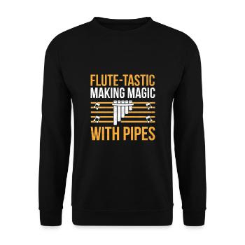 Pan Flute Player Pan Flutist Marching Band Music I - Unisex Sweatshirt - black - Front - Alina (178cm) & Michal (187cm)