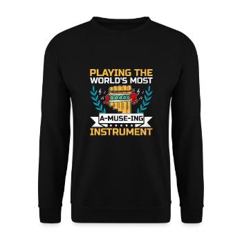 Pan Flute Player Pan Flutist Marching Band Music I - Unisex Sweatshirt - black - Front - Alina (178cm) & Michal (187cm)